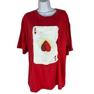 Ace Of Hearts Womens Red T-Shirt Short Sleeved Size S